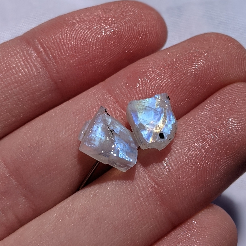 Raw moonstone stud earrings